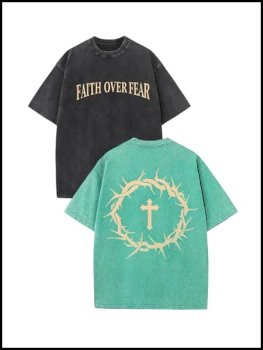 Christian Graphic Men's Oversized Tee 2-Pack Cotton Crew Neck Gym Top